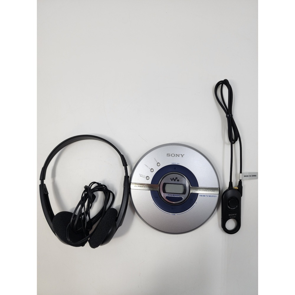 Sony D-FJ200 CD Walkman Portable Player Silver Blue Koss KTX-1 Headphones Remote